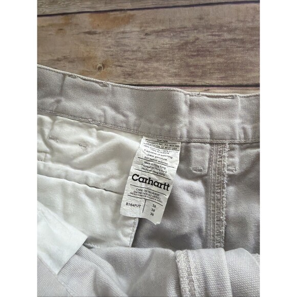 Carhartt Shorts Mens 38 Beige Cargo Pockets Casual Baggy Utility Work B164PUT - Picture 4 of 8